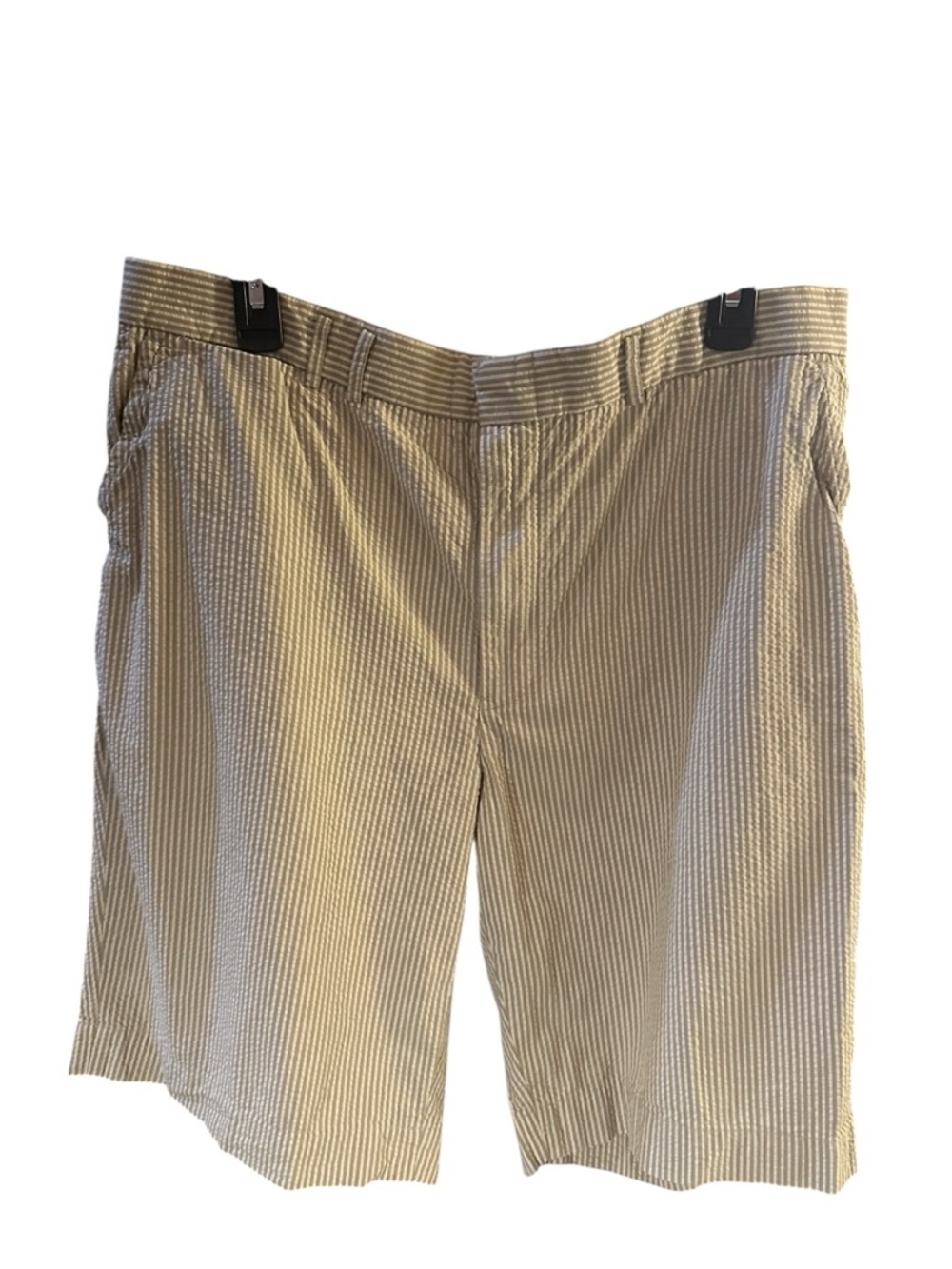 Polo by Ralph Lauren Beige Seersucker Stripe Flat Front Shorts - Picture 4 of 8